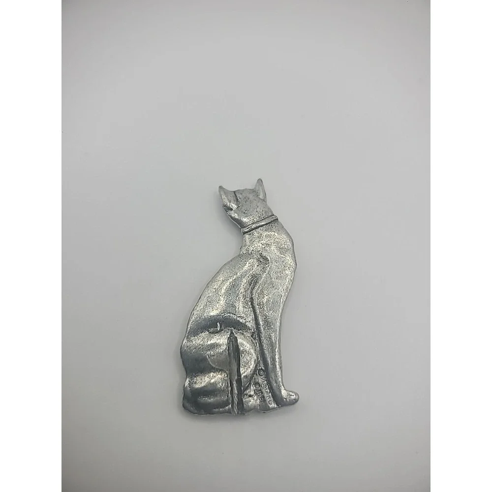 Vintage Metzke Pewter Cat Kitty Animal Paperweight Decor